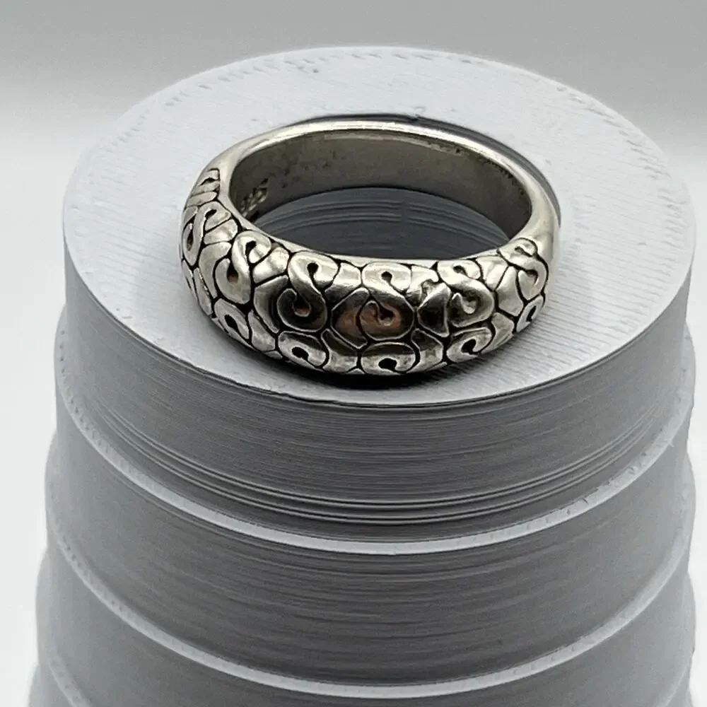 Korean hanbok Karakusa patterns Ornate Foliate Sterling Silver Ring 925 Sz 7.5